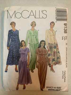 NEW UNCUT McCall's 9138 Women's Dress, Top Pants, Skirt 22W-26W Petite-Able