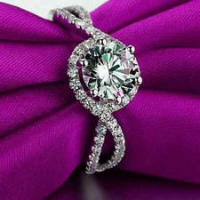 2Ct Round Cut Lab Created Diamond Engagement Women's Ring 14K White Gold Plated