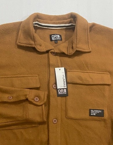 Men's DR Essentials Thick Plush Shirt Size L Button Down Long Sleeve Cognac NWT - Picture 6 of 6
