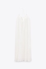 Zara Cutwork Embroidery Cotton Midi Dress Size S Ecru