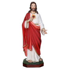 Statua del Sacro Cuore di Gesù in resina con occhi dipinti 60 cm Made in Italy