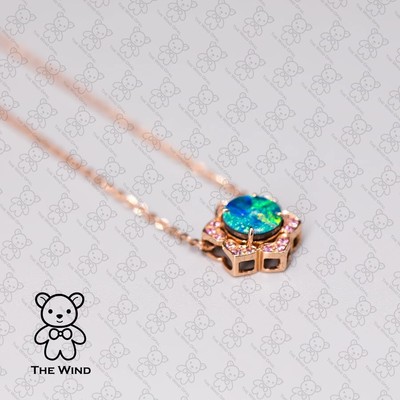In My Heart - Australian Doublet Opal Pink Sapphire Pendant ONLY 18K Rose Gold