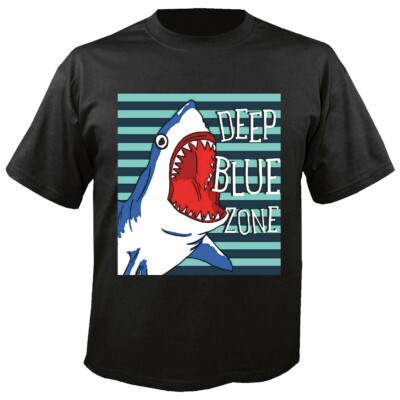 T-Shirt WEIßER HAI HAIFISCH RAUBFISCH DEEP BLUE ZONE HAI HAIFISCH SHARK ATTACK