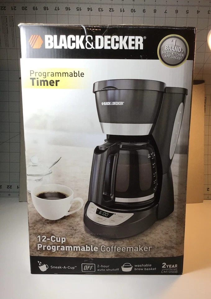 Black & Decker Coffeemaker Black CM1050B 12 Cup Programmable Clock Sneak-A-Cup - Image 2 of 4