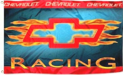 Chevrolet Racing Premium Bowtie With Flames Flag 3' x 5' Banner (USA Seller)