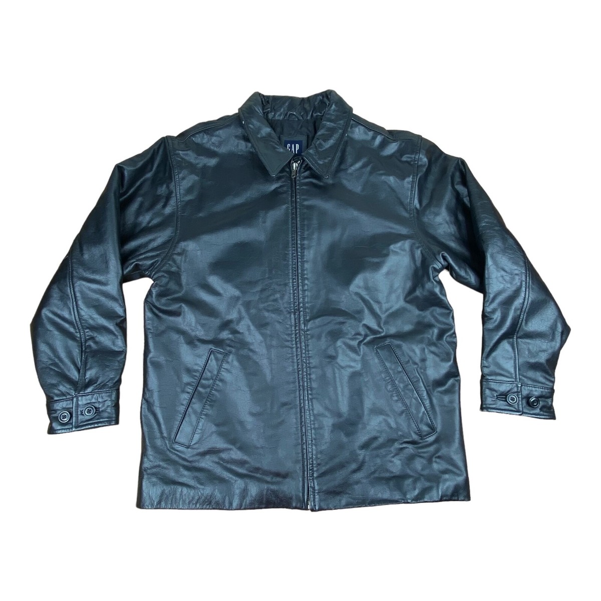 Vintage GAP 100% Cowhide Leather Jacket Mens 2XL XXL Black Vintage GAP 100% Cowhide Leather Jacket Mens 2XL XXL Black