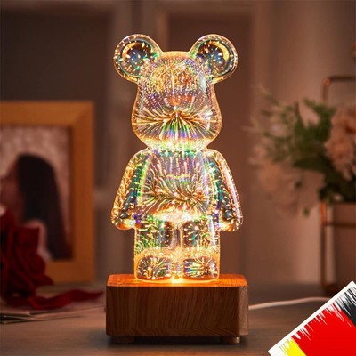 3D Bear Firework Light 8 Color Lights Table Lamp Dimming for Boys and Girls Toys