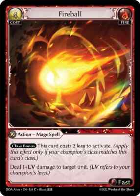 Fireball 134 Common Dawn of Ashes Alter Edition Grand Archive TCG