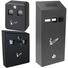 NEW WALL MOUNTED OUTSIDE ASHTRAY OUTDOOR PUB CLUB CIGARETTE METAL BIN FAG PUBLIC