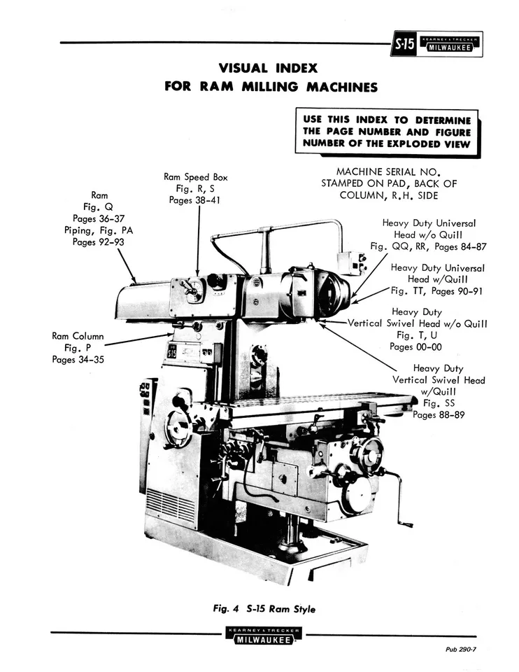 Kearney & Trecker Replacement Parts Manual for  S-15 Knee Milling Machine  *127 - Image 4 of 4