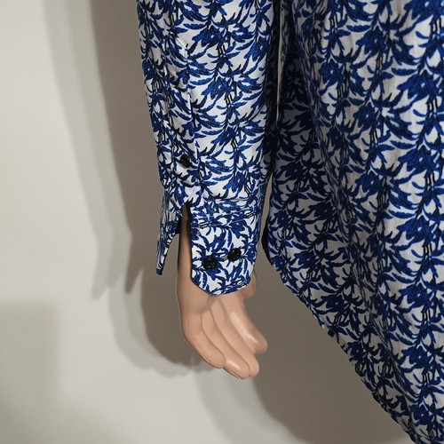 Silver Stone Collection Modern Fit Leaf Vines Long Sleeve Button Shirt XXL Blue - Picture 6 of 21