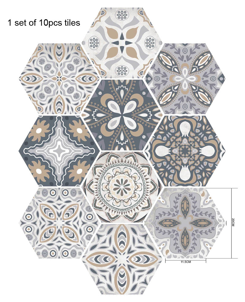 10 Pcs Hexagan Nonslip Selfadhesive Bathrom Kitchen Floor Wall Tile