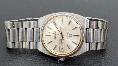 Omega Seamaster Classic Automatic Men Silver Vintage Watch Day-Date 6.25 Wrist