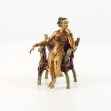 Bronze Sculpture Colored Seated Belly Dancer Vienna Style afrer Franz Bergman