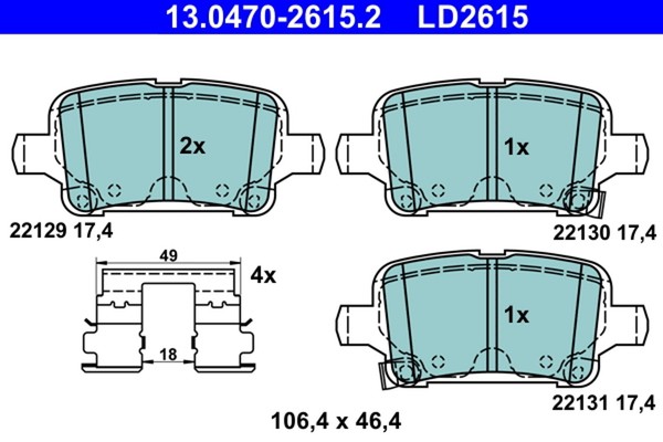 Bremsbelagsatz Scheibenbremse ATE Ceramic 13.0470-2615.2 FüR Opel Astra Insignia-image