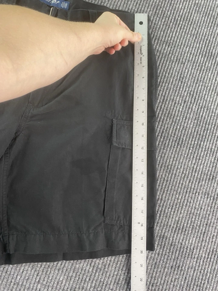 Pantalones Cortos Vintage Polo Golf Ralph Lauren Hombres 34 Negro Algodón Lino Cinturón Cargos Foto 4 de 4