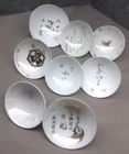 WW2 II Japanese Army Military Pottery Sakazuki Commem. Sake Cup 9Set Chip #1170