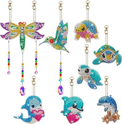 8 Pcs Diamond Art Painting Wind Chime Diamond Art DIY Diamond Painting Windspiel