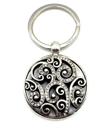 Brighton Anahita Lattice Swirl Crystals Key Chain Circle Round Keychain Fob