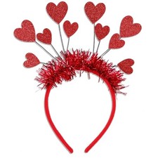 Valentines Headbands for Women Glitter Red Heart Headband for Valentines Day