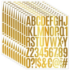 14 Sheets Vinyl Letter Stickers Color, 2 Inch Self Adhesive Alphabet Gold