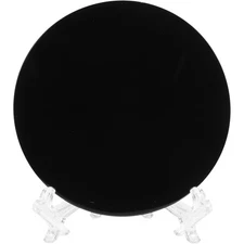 Black Obsidian Scrying Mirror Round Divination Plate Meditation Altar Tool