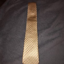 Jones New York Silk Tie Gold Blue Geometric Check Men  s Necktie MadeUSA MSRP 35
