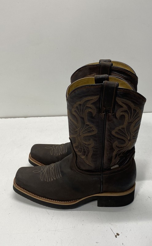 El Establo Leather Western Cowboy Boots Square Toe Dark Brown Men's Size 7