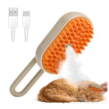 4-in-1 Cat Steam Brush Self-Cleaning Pet Grooming Comb for Shedding Hair Tan XL
