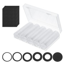 Coin Snap Holder, 100 Pack Round with Organizer Box Fit 17/20/25/27/30mm, Black