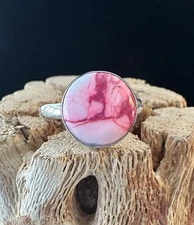 Sterling Silver Native American SW Kingman Candy Cane Dahlia Ring Size 8.25