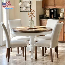 Upholstered Dining Chairs with High Back for Round Kitchen Table 4 Set
