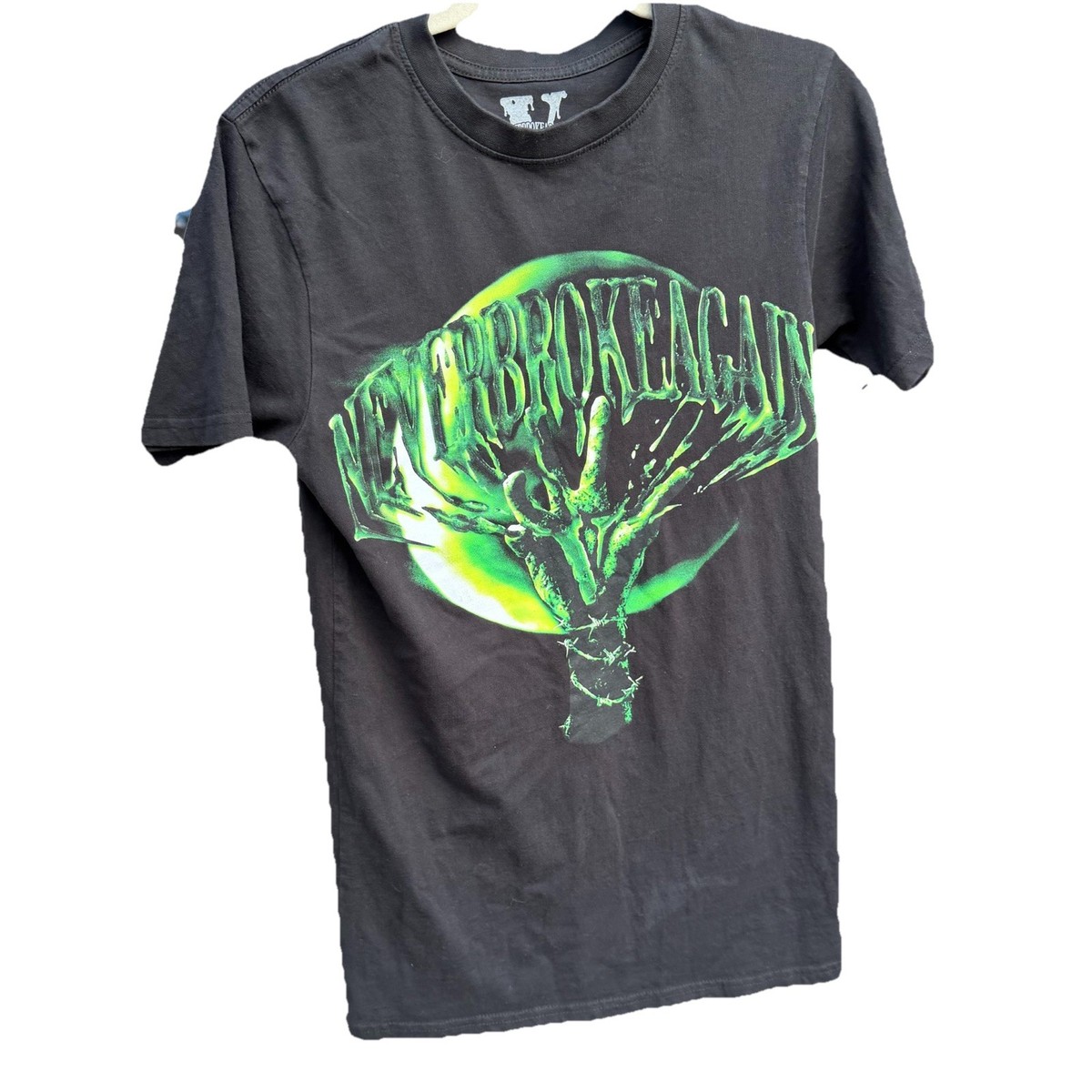 Vlone Never Broke Again Size Small Black And Green Slime Tee Shirt