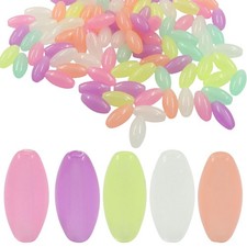 100 Pcs Glow in The Dark Oval Beads, Colorful Acrylic Pony Beads for DIY Jewe