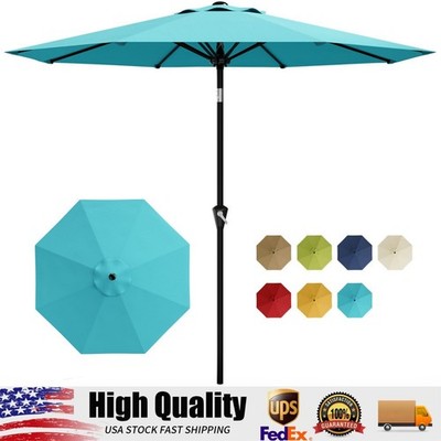 9FT Patio Umbrella Outdoor Table Umbrella with Smooth Crank Lift & 8 Sturdy Ribs