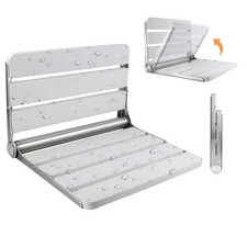 Teak Folding Shower Seat Wall Mounted, 16" Foldable Shower Bench, 400lbs Max ...