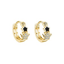 925 Sterling Silver Star Small Hoop Earrings for Women Teen Girls CZ Hoop Earrin