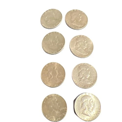 8…1950 Choice BU Uncirculated Franklin Silver Half Dollars