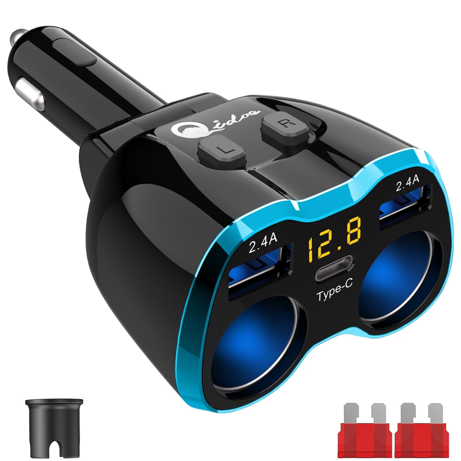 Caricabatteria da Auto USB C Adattatore Sdoppiatore Accendisigari 2 Prese tipo C