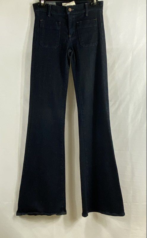 Elizabeth and James Women's Dark Blue Flare Wide Leg Patch Pocket Jeans Sz 25