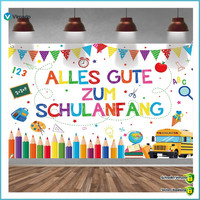 Deko Banner Einschulung Alles Gute Zum Schulanfang Girlande 210X150Cm Jungen
