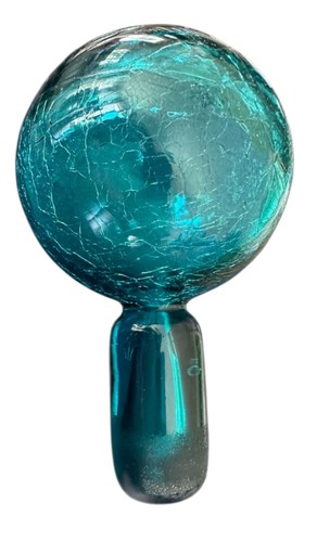 Regenbogen Glas 3 Zoll Runde Kugel Crackle Stopper Nur Türkis Blau Grün MCM