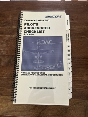 SIMCOM Cessna Citation 550 Pilots Abbreviated Checklist