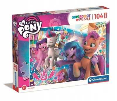 Clementoni My Little Pony 104 Maxi Puzzle-Super Farbe, 62x42cm, Alter 4+