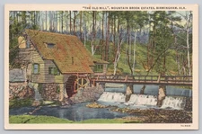 The Old Mill Mountain Brook Estates Birmingham AL Water Wheel Linen Postcard
