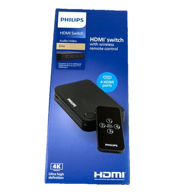 Philips 4 Port HDMI Switch Elite 4K Ultra HD With Wireless Remote- NEW SEALED