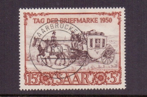 DEUTSCHLAND - SAAR 1950 BRIEFMARKE TAG 15f+5f SG288 GEBRAUCHT KAT 180£