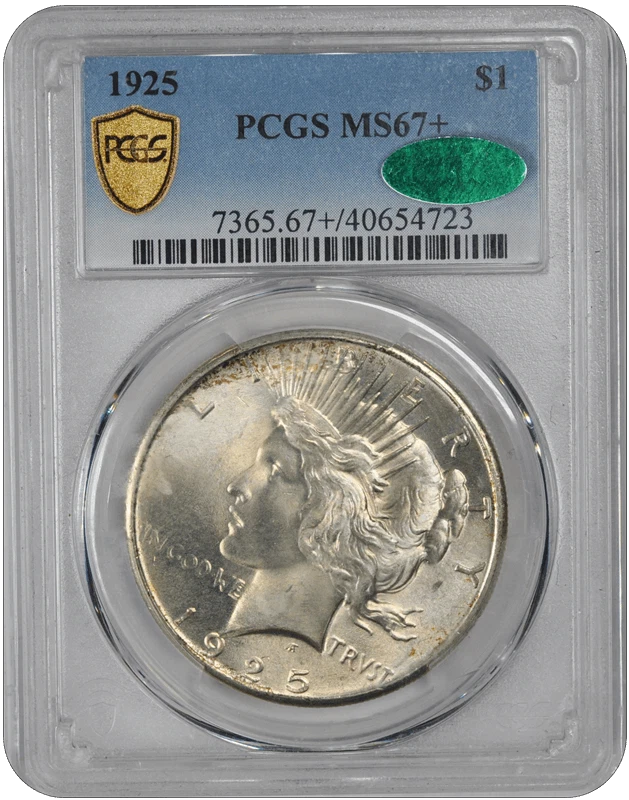 1925 $1 Peace Dollar PCGS  (CAC) #3532-5 MS67+