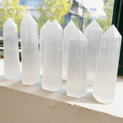 Natural Selenite Crystal Tower Point Healing Stone Home Decor Ornament Gift 1pc