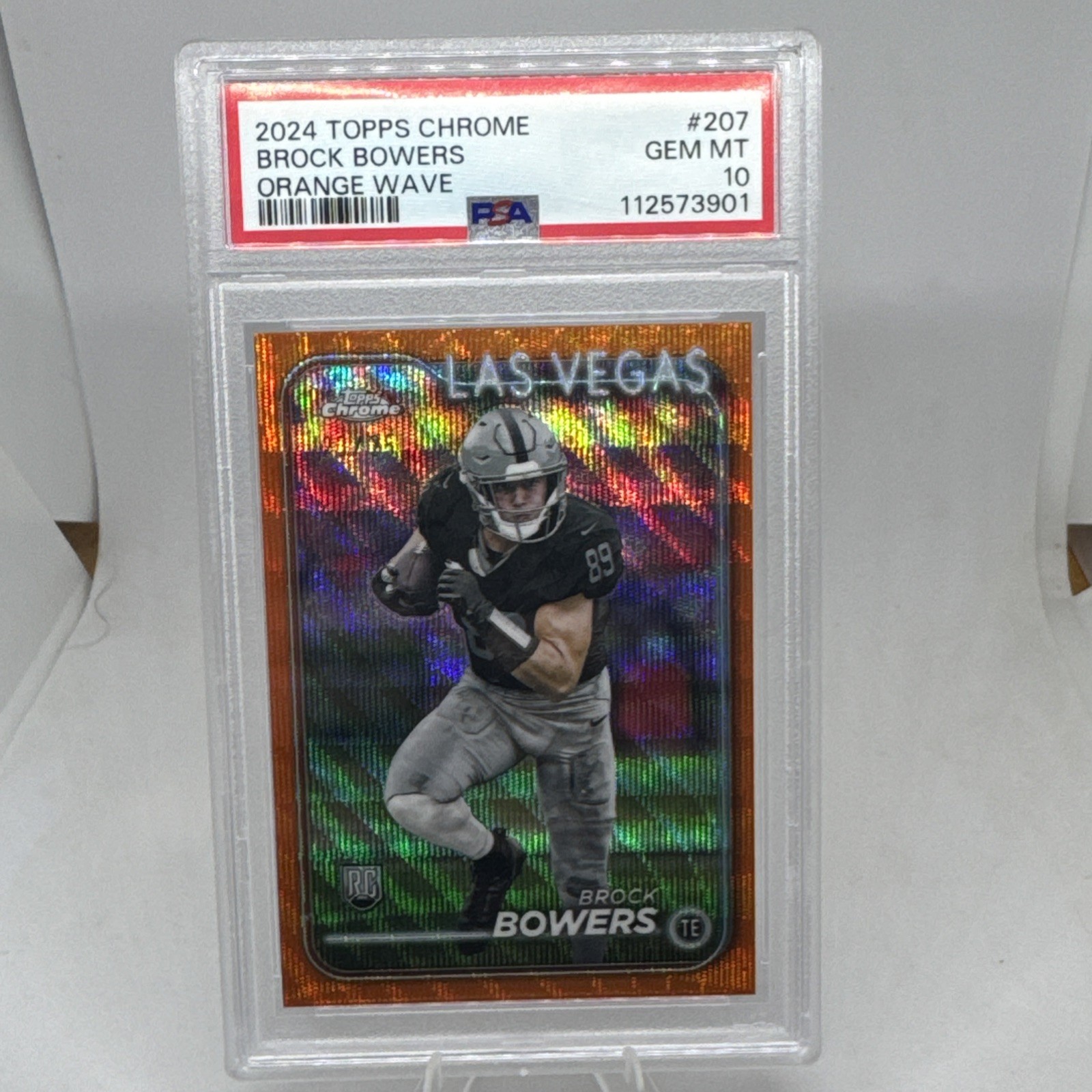 Brock Bowers Topps Chrome #207 Orange Wave